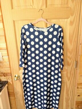 Womens Nuggles M Polka Dot Shift Dress - Navy & White